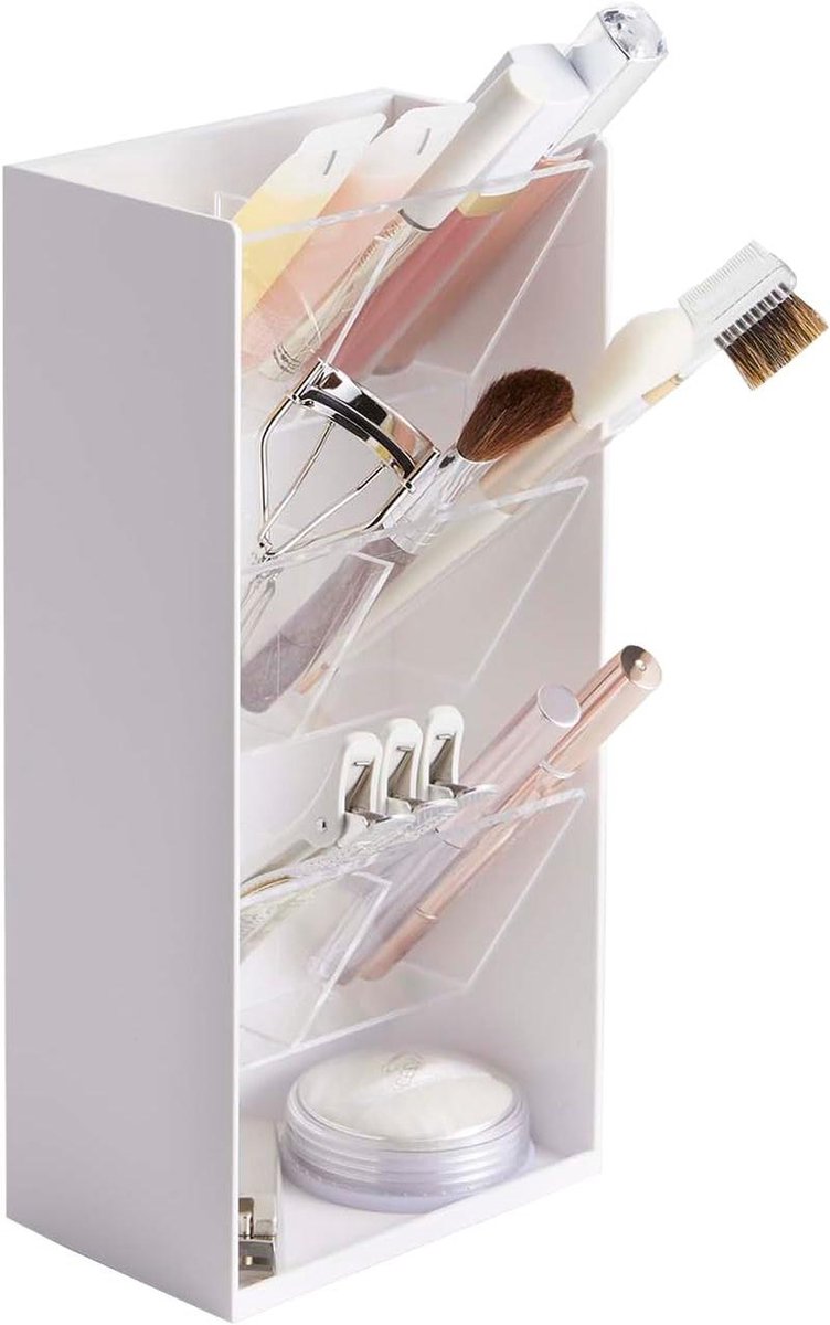 Make-up Opberger - Badkamer Organizer - Cosmetica Sorteren - In Hoogte Verstelbaar - 12 x 25 cm - Wit