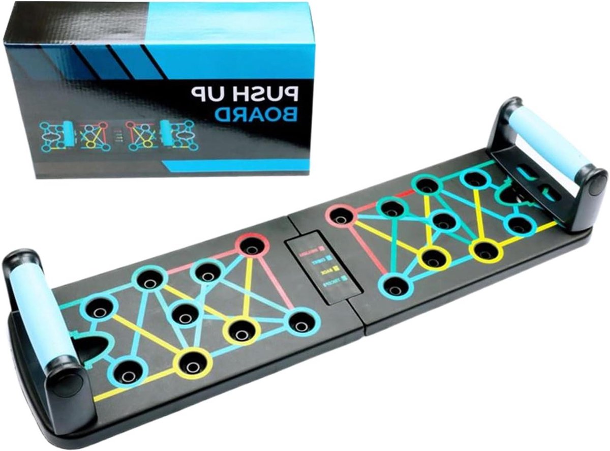 Opvouwbaar Push-up Board - Kracht Training - Thuis Fitness - Kleur Gecodeerd - 32x20x4 cm - Zwart