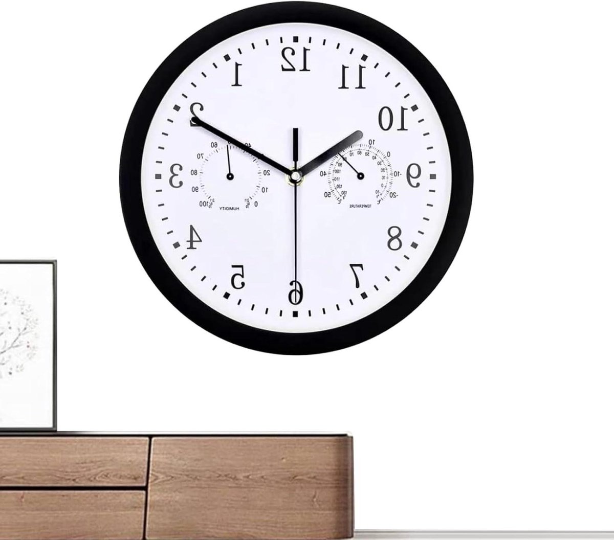 Buitenklok - Wandklok - Weer Overzicht - Met Hygrometer - Diameter 25cm - Zwart