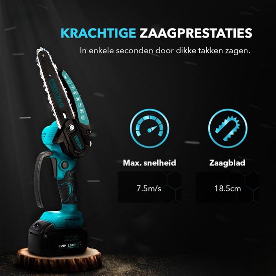 Mini Kettingzaag - Snoeizaag Takkenzaag - Tuinonderhoud Snoeien - Brushless Motor - 6 Inch Zaagblad - Zwart — afbeelding 5