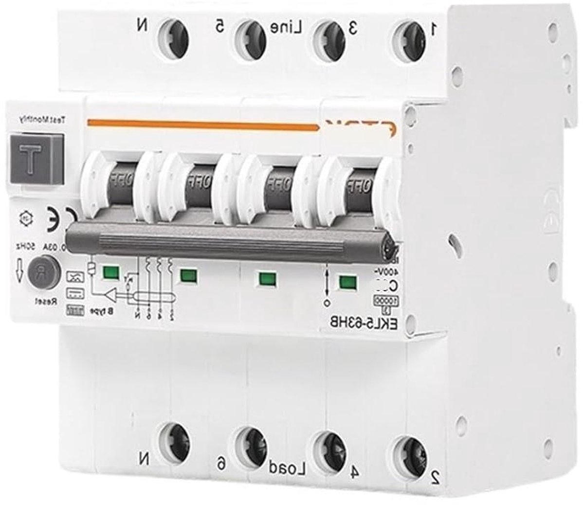 Zekeringsautomaat Aardlekschakelaar - Stroomonderbreker - Elektrische Beveiliging - Type B 30mA - 40A 4P - Grijs