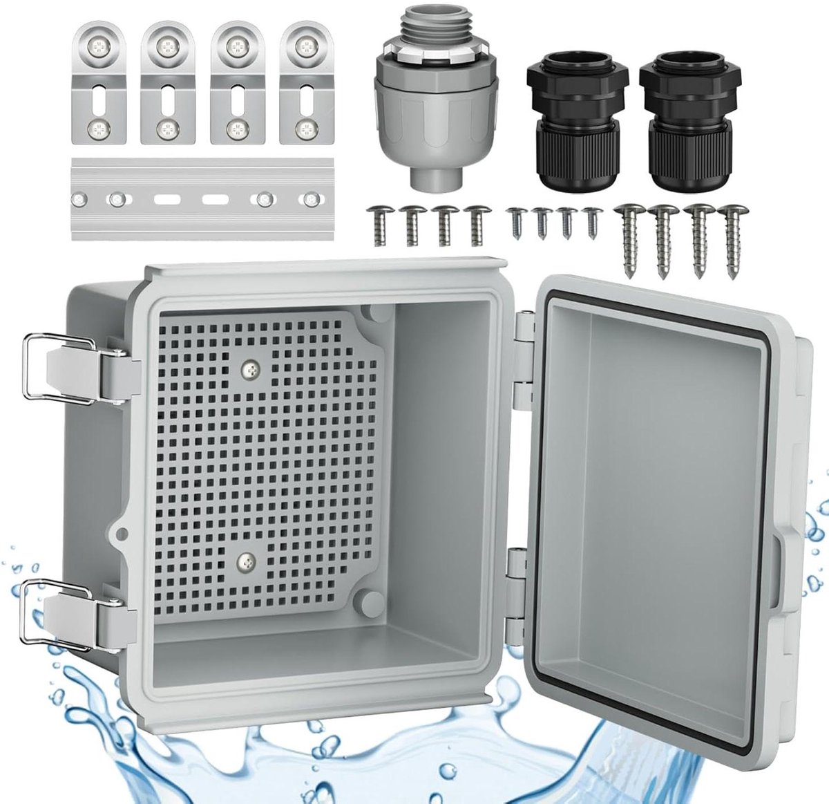 Verdeel kast - Stroomkast Buiten - Elektronica Beveiligen - IP67 Waterdicht - 16.7x15.8x9.1cm - Grijs