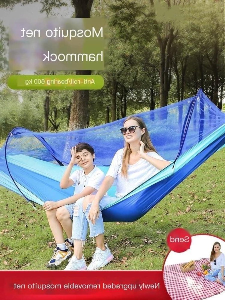 Hangmat Schommel - Kampeerhangmat - Ontspannen Buiten - Met Klamboe - 1 Persoon - Kaki