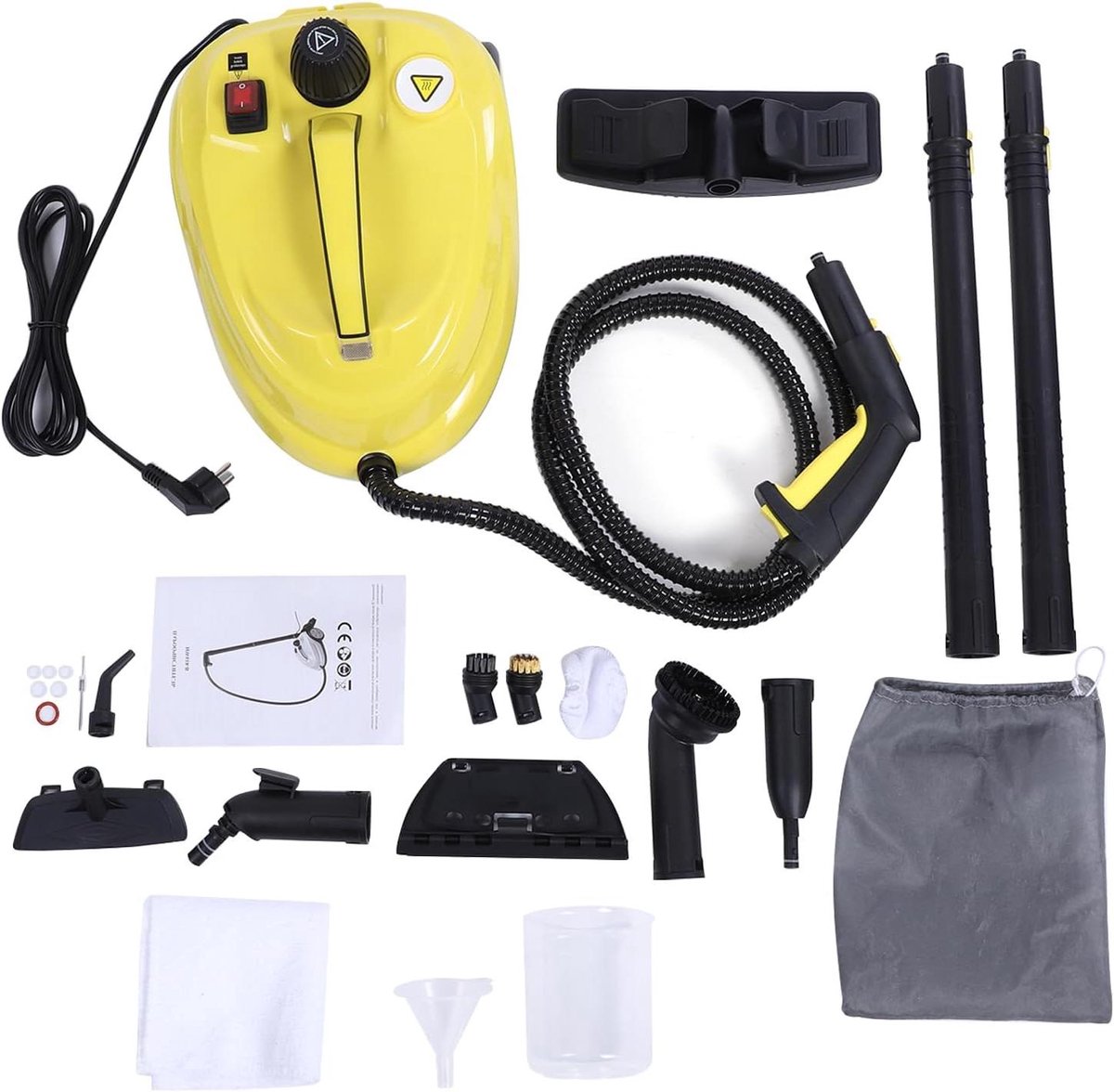 Hoge Druk Stomer - Stoomreiniger Kit - Grondige Huisreiniging - 2000W Krachtig Vermogen - 2000 ml Tank - Geel