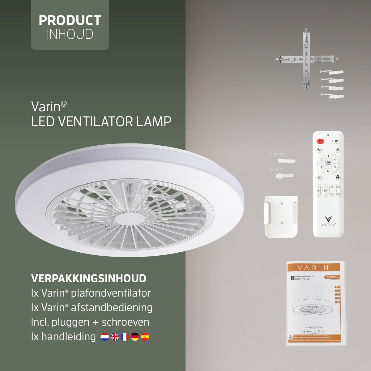 Varin® Plafondventilator met verlichting - Transparant - Tuya Wifi - LED RGBW - Ø 50cm - Super stil - Afstandsbediening smart lamp - Plafondlamp slaapkamer - Plafonniere woonkamer - Plafondlampen - Plafond lamp - Verlichting kinderkamer - Ventilator thumbnail 7
