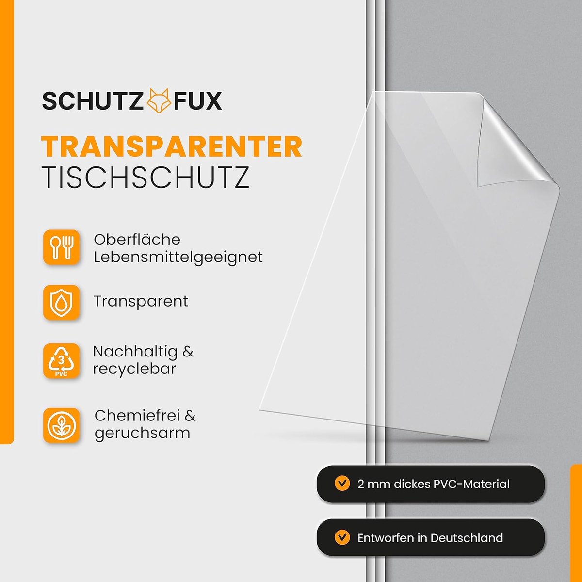 Tafelfolie Transparant - Tafelbescherming Afwasbaar - Meubels Beschermen - Schuine Randen - 80 x 305 cm - Doorzichtig