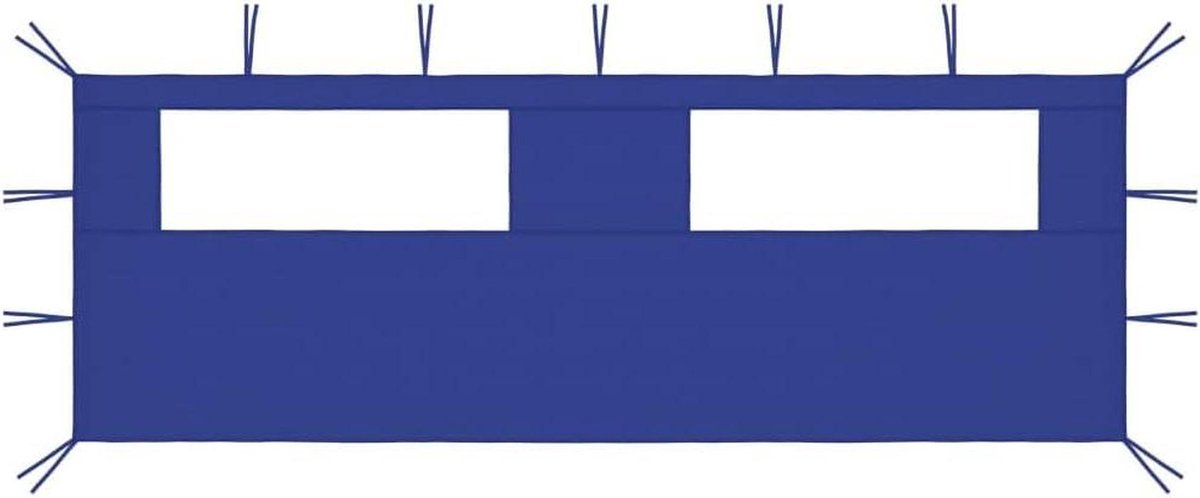 Paviljoen zijwand - Tentdoek met raam - Buitenruimte beschermen - Transparant PVC venster - 6x2 meter - Blauw