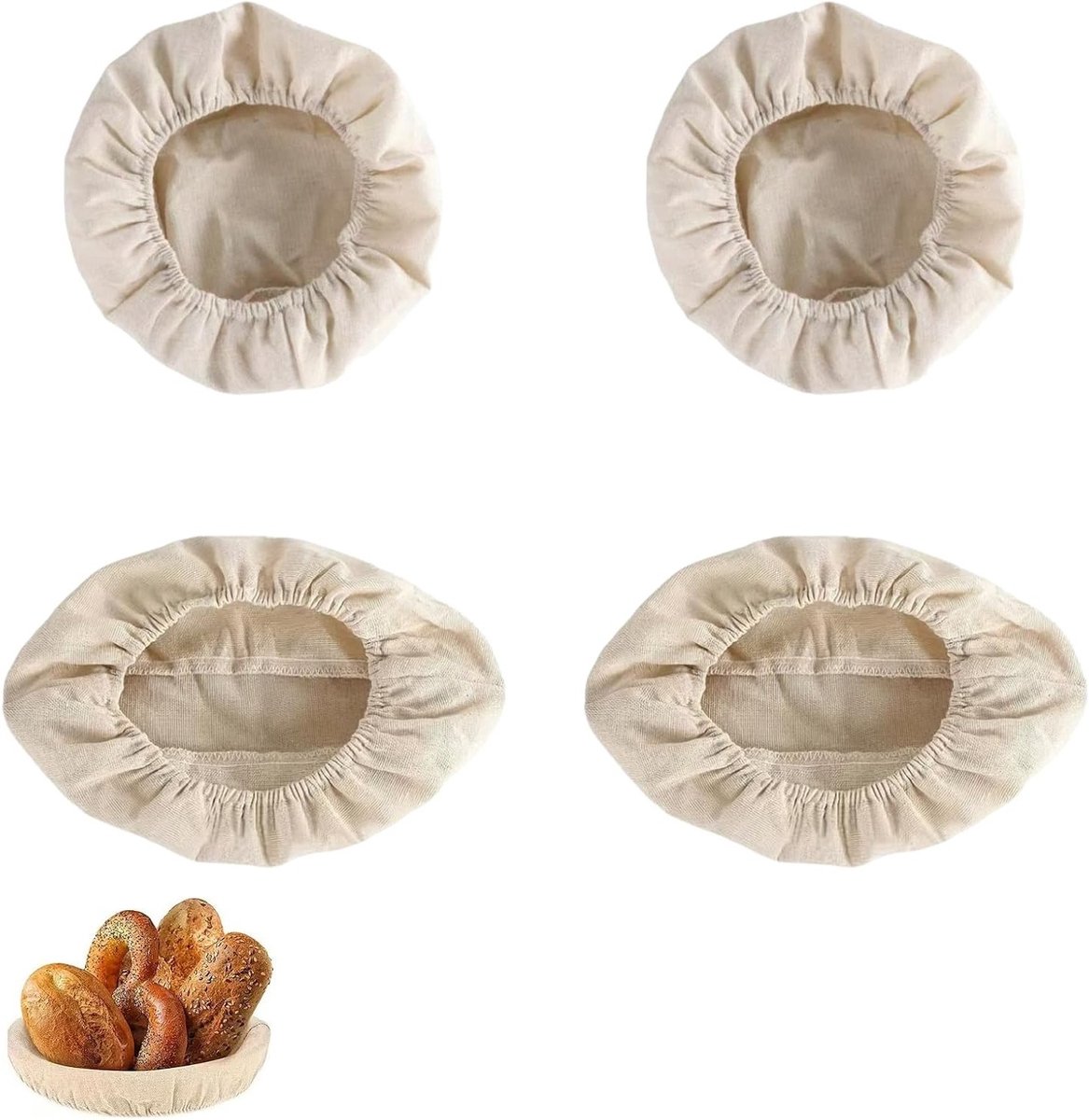 Linnen Broodzak Set - Fermentatie Mandjes - Brood Bakken - Ademend Linnen Doek - 4 Stuks - Niet gespecificeerd