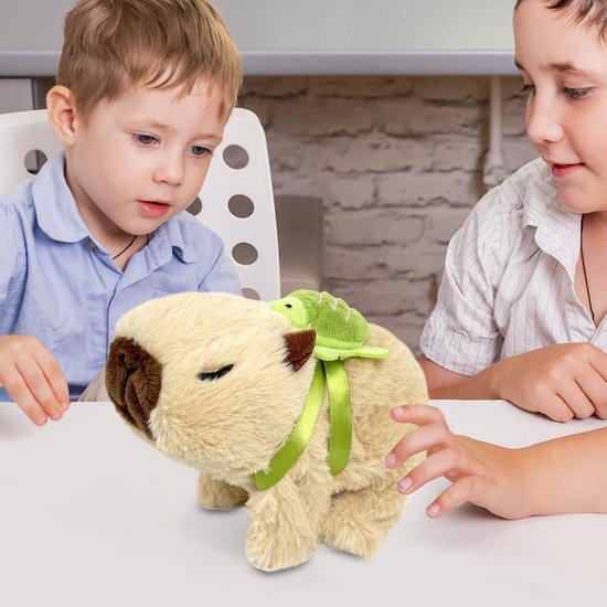 Pluche knuffeldier - Elektronisch dier - Kinderavontuur - Met rugzak - 15 cm - Wit van Merkloos — afbeelding 2
