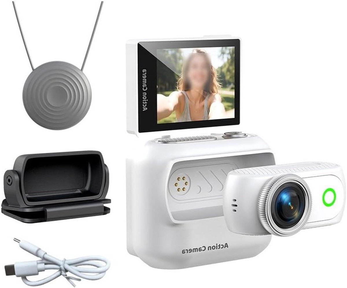 Mini Actiecamera - Compacte Camera - Avontuurlijk Vloggen - Beeldstabilisatie - 67 x 53 cm - Wit