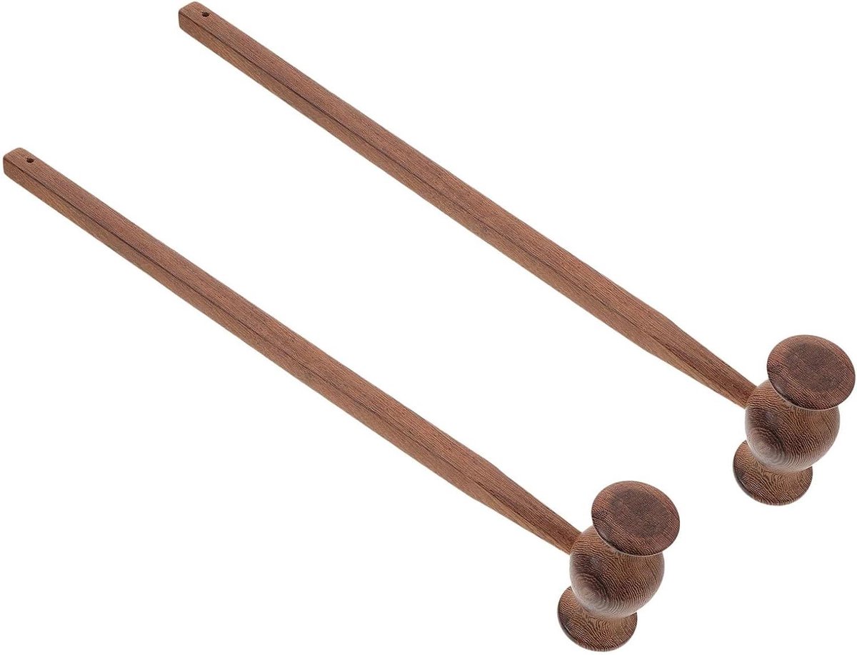 Massagehamer Set - Lichaamsroller Hamer - Ontspanning Spieren - Lichtgewicht Hout - 42 cm Lengte - Lichtbruin
