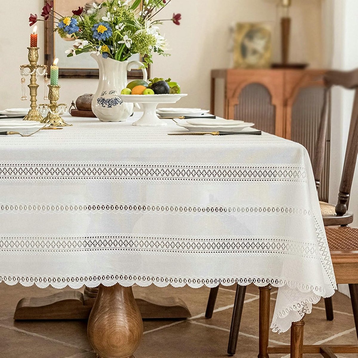 Tafellaken - Beschermhoes Tafel - Eten en Decoreren - Vlekbestendig Polyester - 140x200 cm - Wit