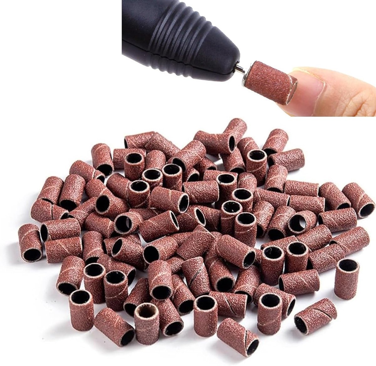 VVGoods - 100 stuks schuurcilinders 80# voor pedicure en manicure, nageltip machine, manicure gereedschap
