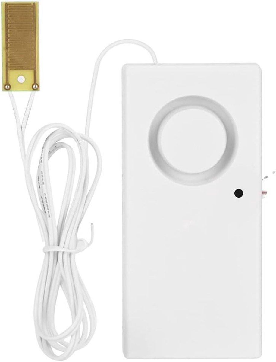 Waterlekkage Alarm - Overloopmelder - Huisbeveiliging - 120dB Geluid - 10x6x4 cm - Wit