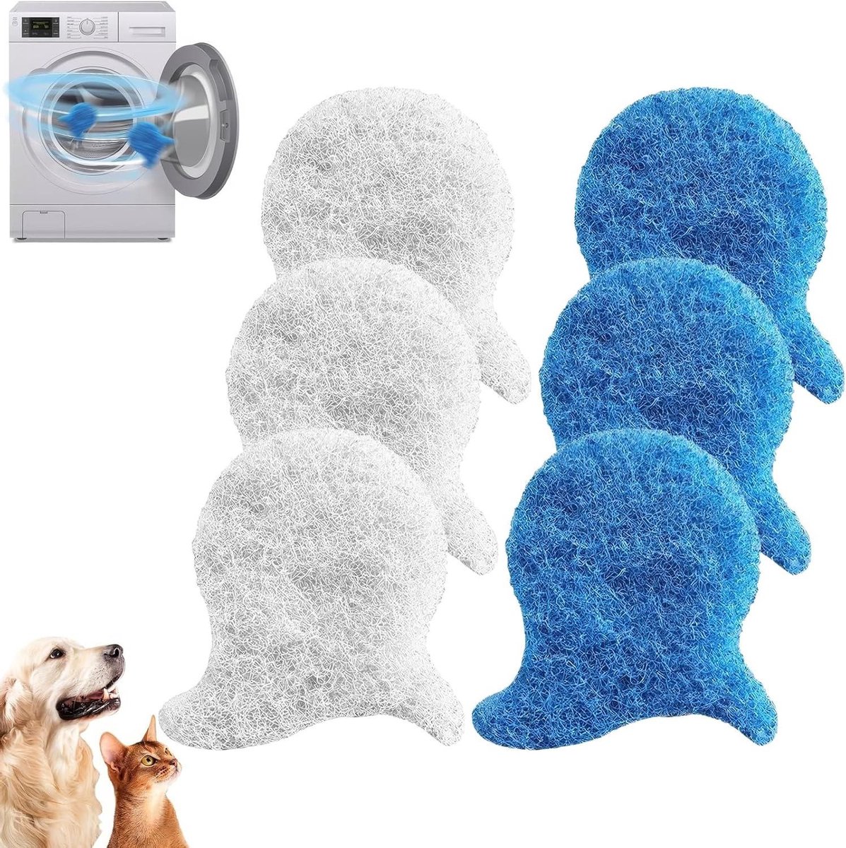 Haarvanger Wasmachine - Pluisverwijderaar - Dierenharen Verwijderen - Herbruikbaar Materiaal - 6 Stuks - Grijs