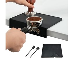 Non-slip silicone tamper mat met 2 reinigingsborstels en randbescherming voor espresso, ideaal voor tamper station en koffieaccessoires (20.5 x 15 cm)