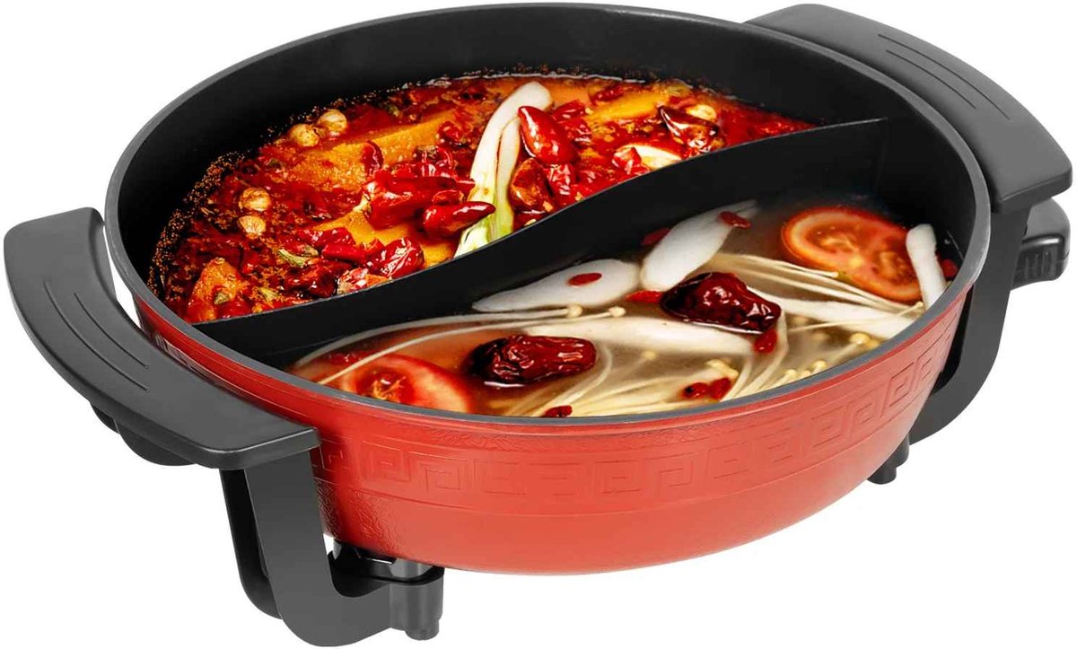 Casa Living Multifunctionele Hete Pot - 6 Liter - Elektrische Pan - 1360W Vermogen - 5 Temperatuurstanden - Rood / Zwart
