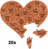 Houten Liefdespuzzel - 20 Redenen Waarom Ik Van Je Hou - Gegraveerde Hartjes met Houten Bewaarbox