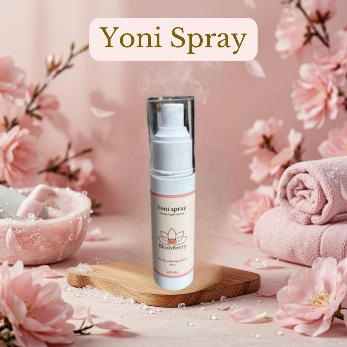 Yoni spray- BlushBerry Steam - Yoni Mist - Peppermint geur - Natuurlijke Vaginale spray - Verfrissing Spray voor de intieme zone - natuurlijke ingrediënten