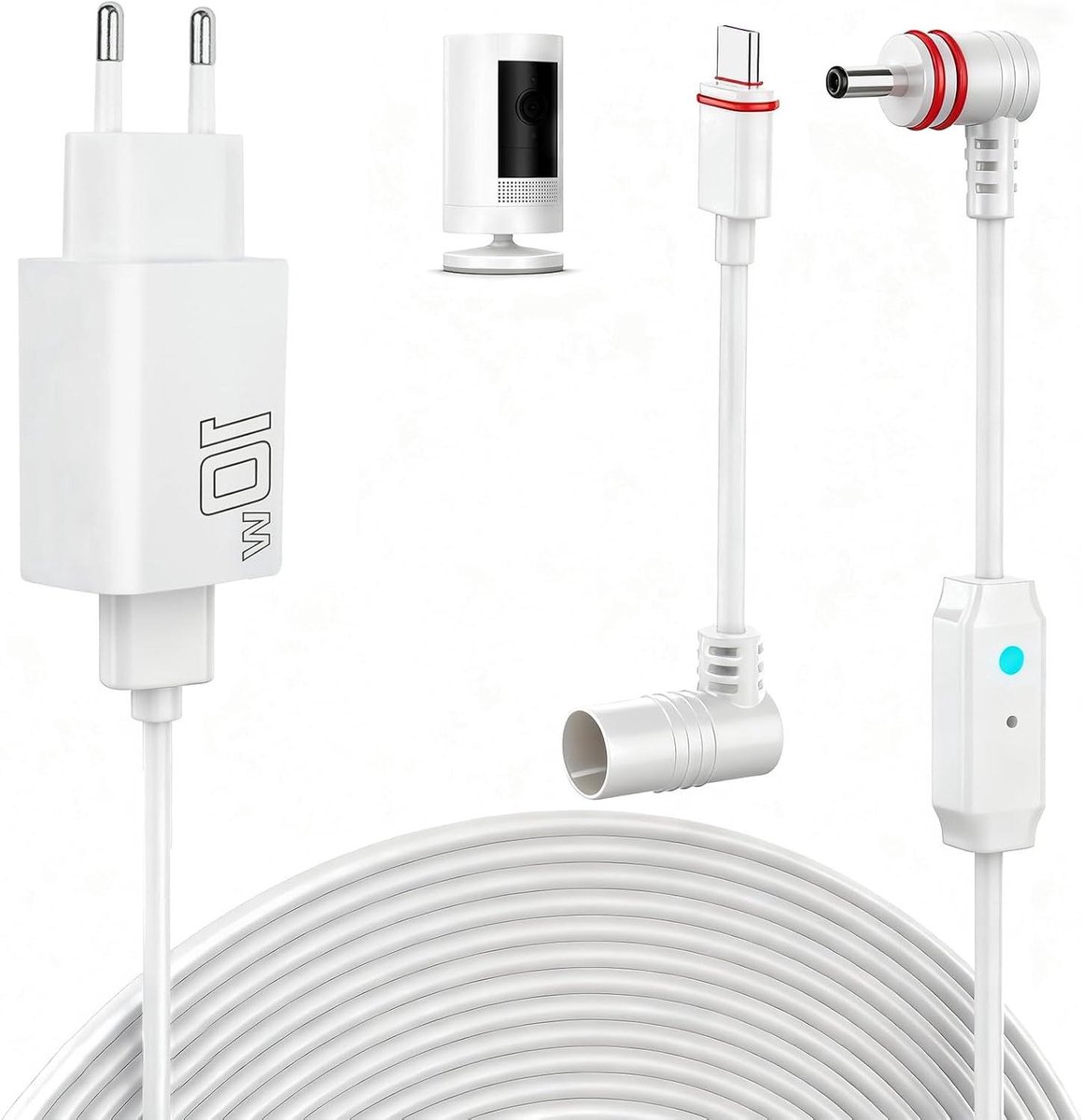 Stroomkabel Adapter - Oplaadkabel Camera - Continu Stroom - Waterdicht Ontwerp - 76 m - Zwart
