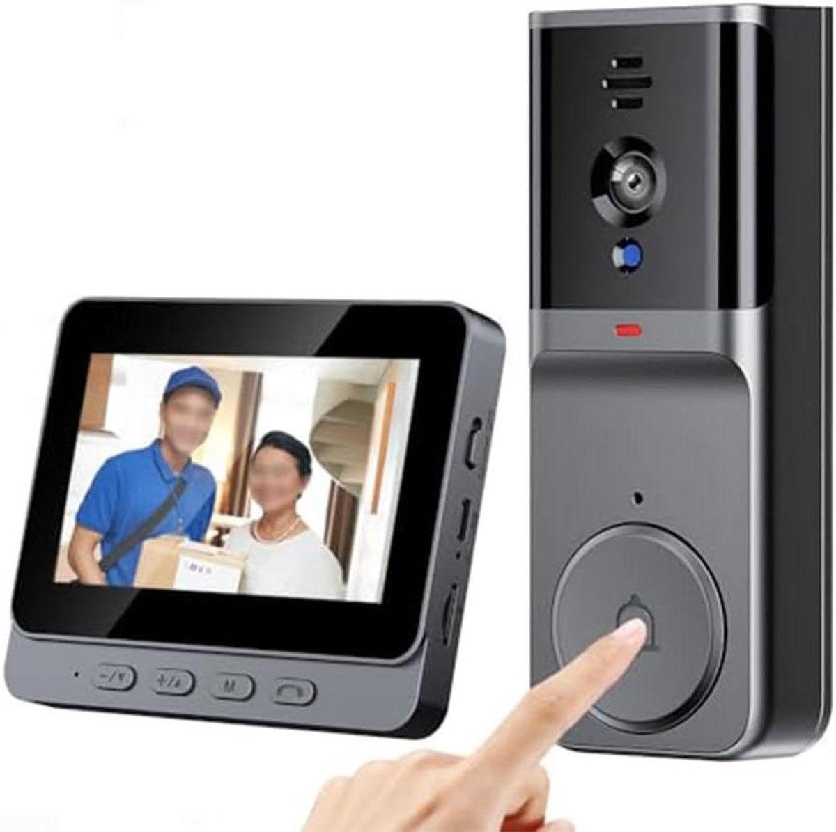 Video Deurbel - Draadloze Camera - Thuisbeveiliging - Geen Wifi Nodig - 20 x 16 x 6 cm - Grijs