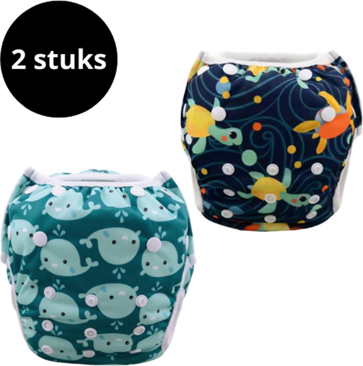 Zoettt Zwemluier walvissen/Happy turtles print - 2-pack - 5-15 kg