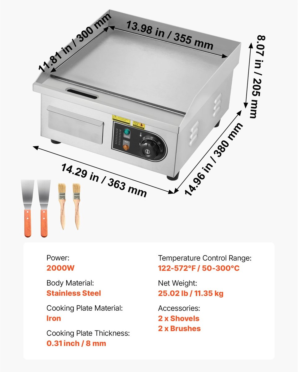 Innovastore Grillplaat - Bakplaat - Grill - Elektrische bakplaat - Kookplaat - Verstelbare temperatuurregeling - 2000W - RVS