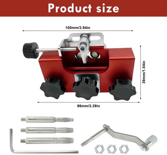 Kettingslijper - Kettingzaag slijper - met 4/5/6 mm slijpkop - draagbare handslinger - kettingzaagslijper kit - voor alle soorten kettingzagen -rood van Merkloos	 — afbeelding 2