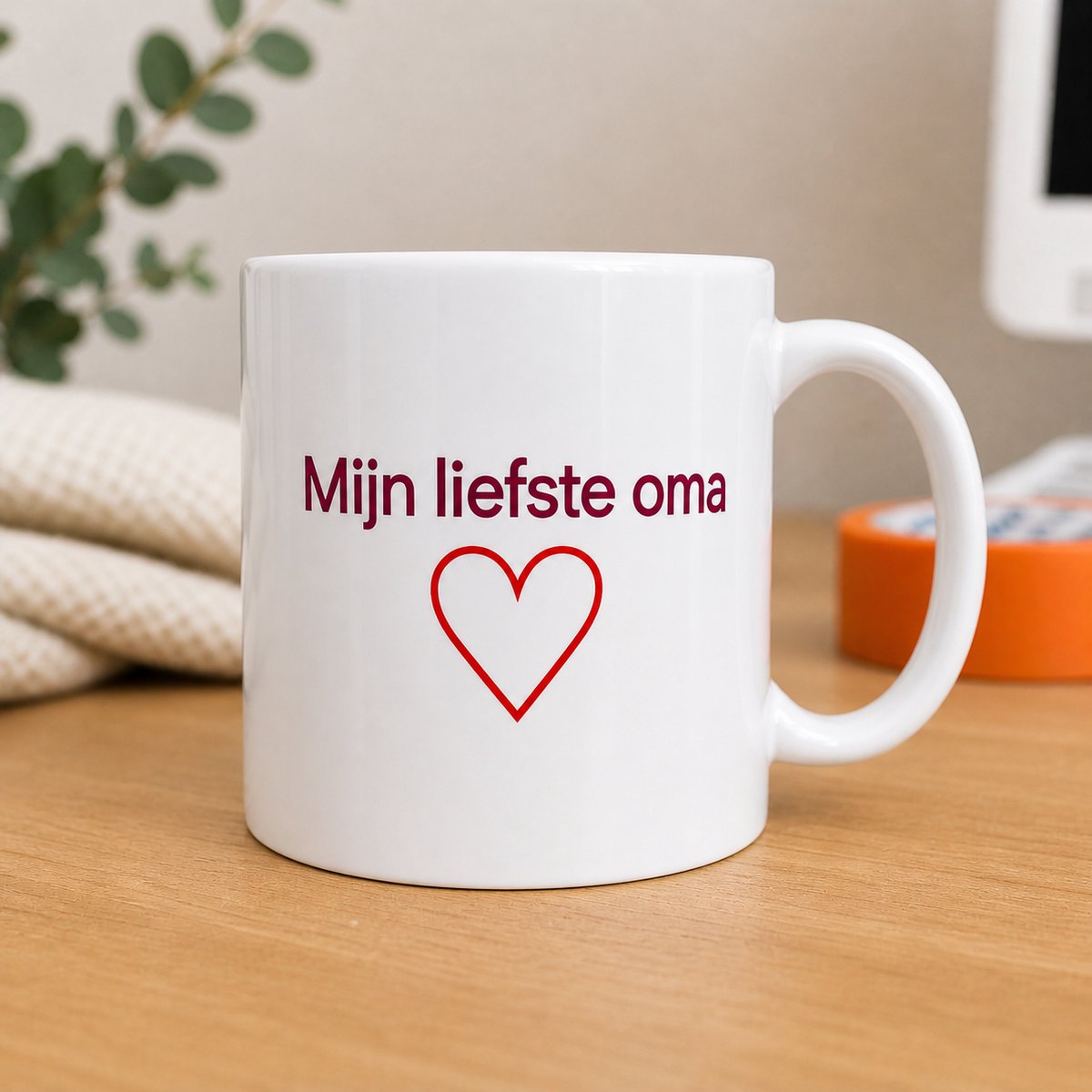 Mijn Liefste Oma Mok – Witte Koffiemok met Hartje – Cadeau voor Oma – Keramische Mok 325ml – Vaatwasserbestendig