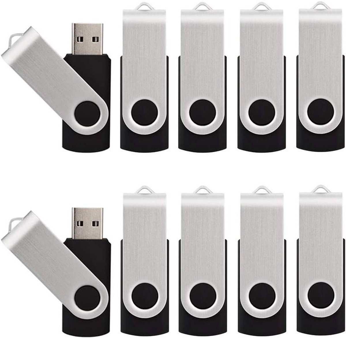 USB Geheugensticks - Opslag Media - Bestanden Delen - 360 Graden Draaibaar - 20 Stuks 16GB - Zwart