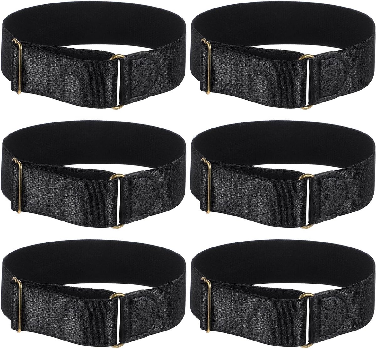 Set van 6 Verstelbare Mouwhouders met 3 Paar Mouwbanden, Stretch Polyester 20-33 cm, Ideaal voor Hemden en Blouses, Bevestig Cuffs Veilig en Comfortabel