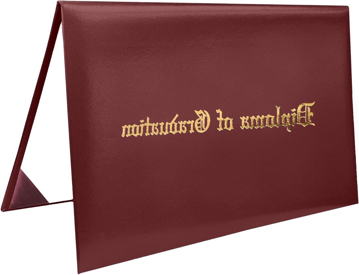 Diploma Cover - Certificaathouder - Document Beschermen - Goud Bedrukt - 8 1/2 x 11 inch - Kastanjebruin