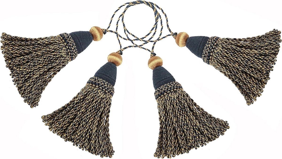 Kwastjes Set - Decoratieve Lussen - Doe-het-zelf Projecten - Handgemaakte Stijl - 4 Stuks - Marineblauw Mix
