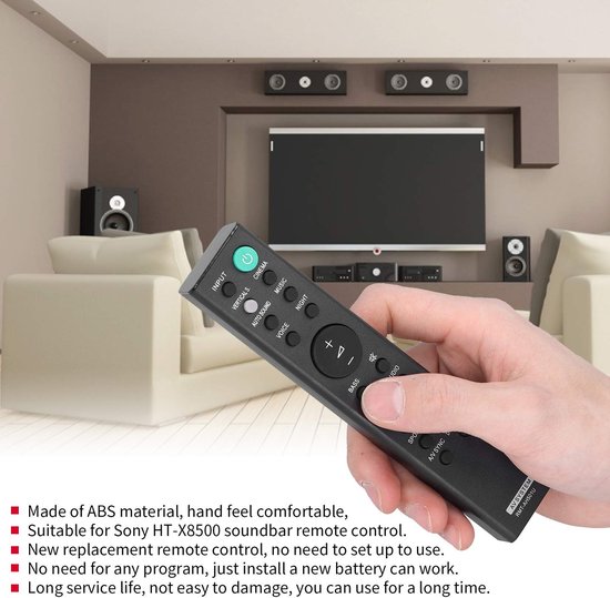 Dailygoody AH501U Soundbar - Vervangende afstandsbediening - Comfortabel en gebruiksvriendelijk - Zwart - Geschikt voor Sony HT X8500 - Inclusie. van Merkloos — afbeelding 4