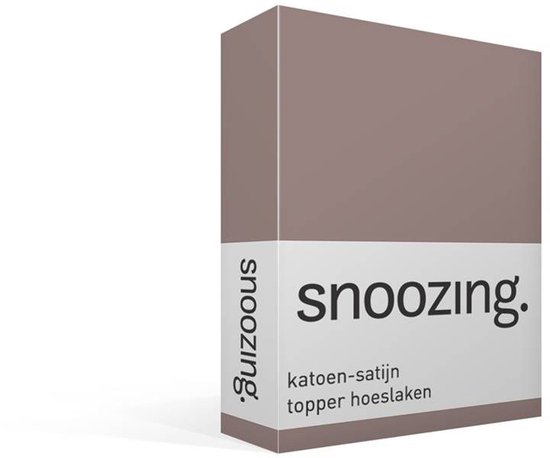 Snoozing - Katoen-satin - Topper - Hoeslaken - Double - 140x220 cm - Taupe