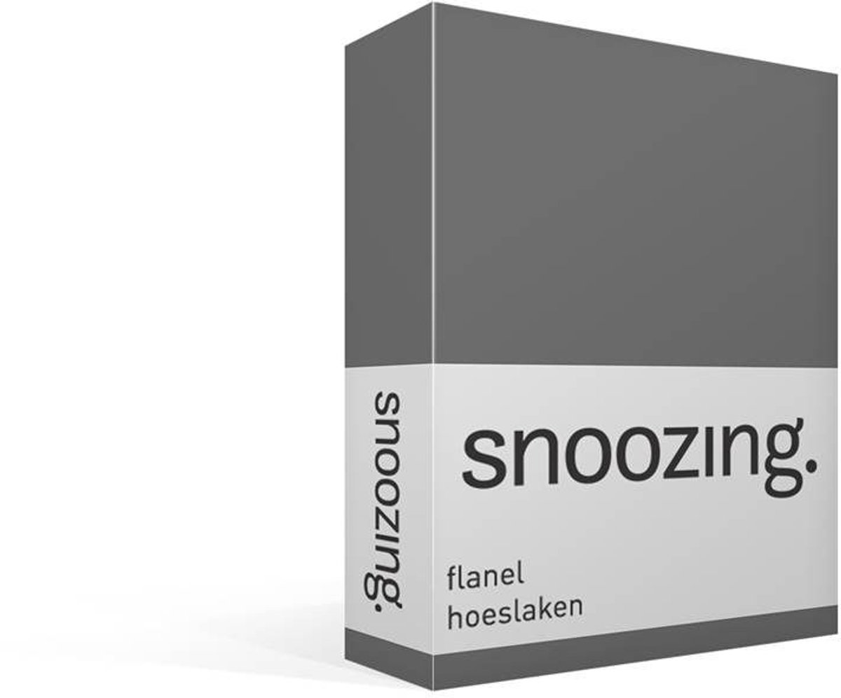 Snoozing Flanel - Hoeslaken - Eenpersoons - 90/100x220 cm - Antraciet