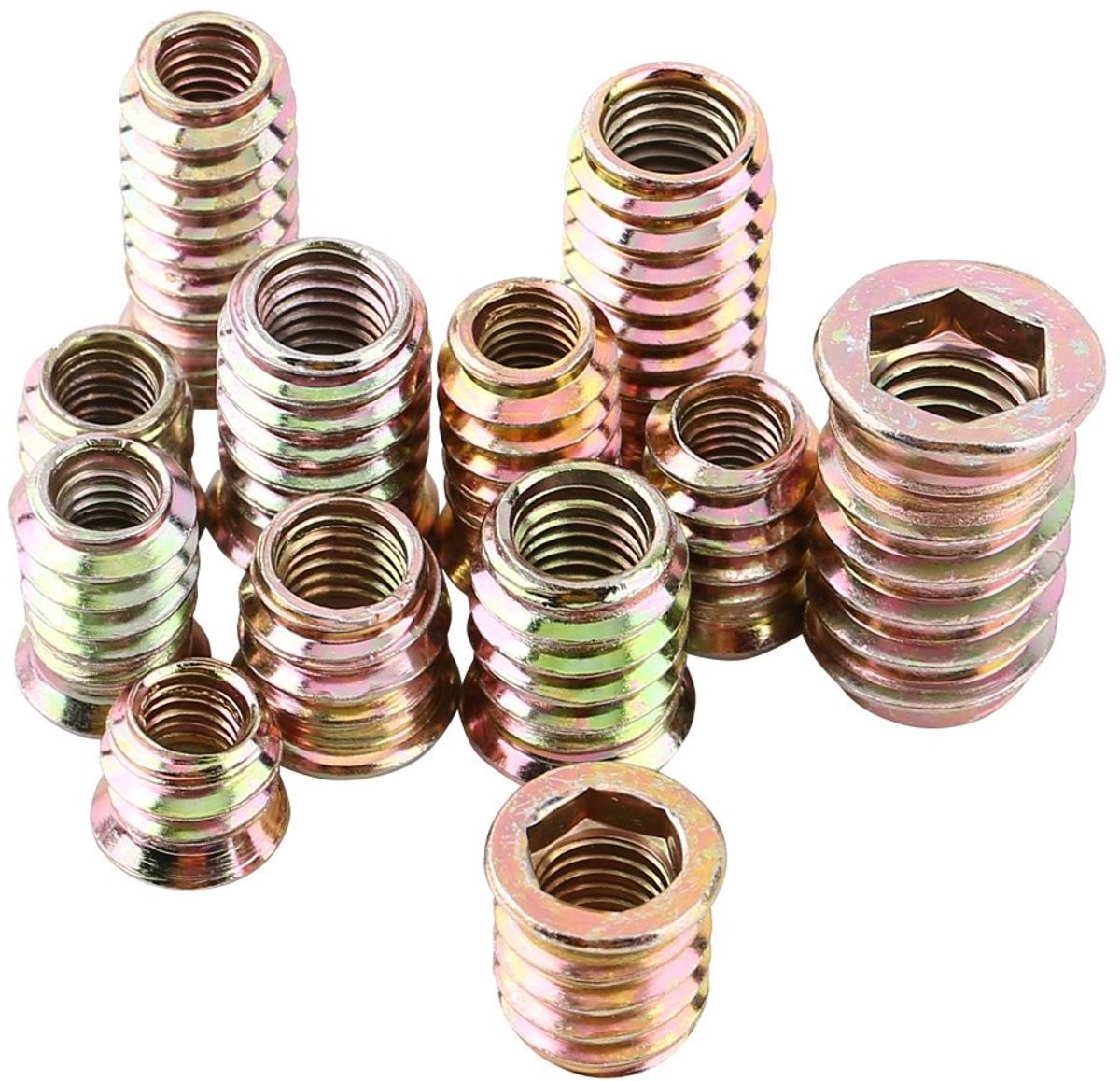 Allecto - Set van 20 M6 M8 M10 Zinklegering Hex Moeren met Houtinvoegen voor Houtbewerking