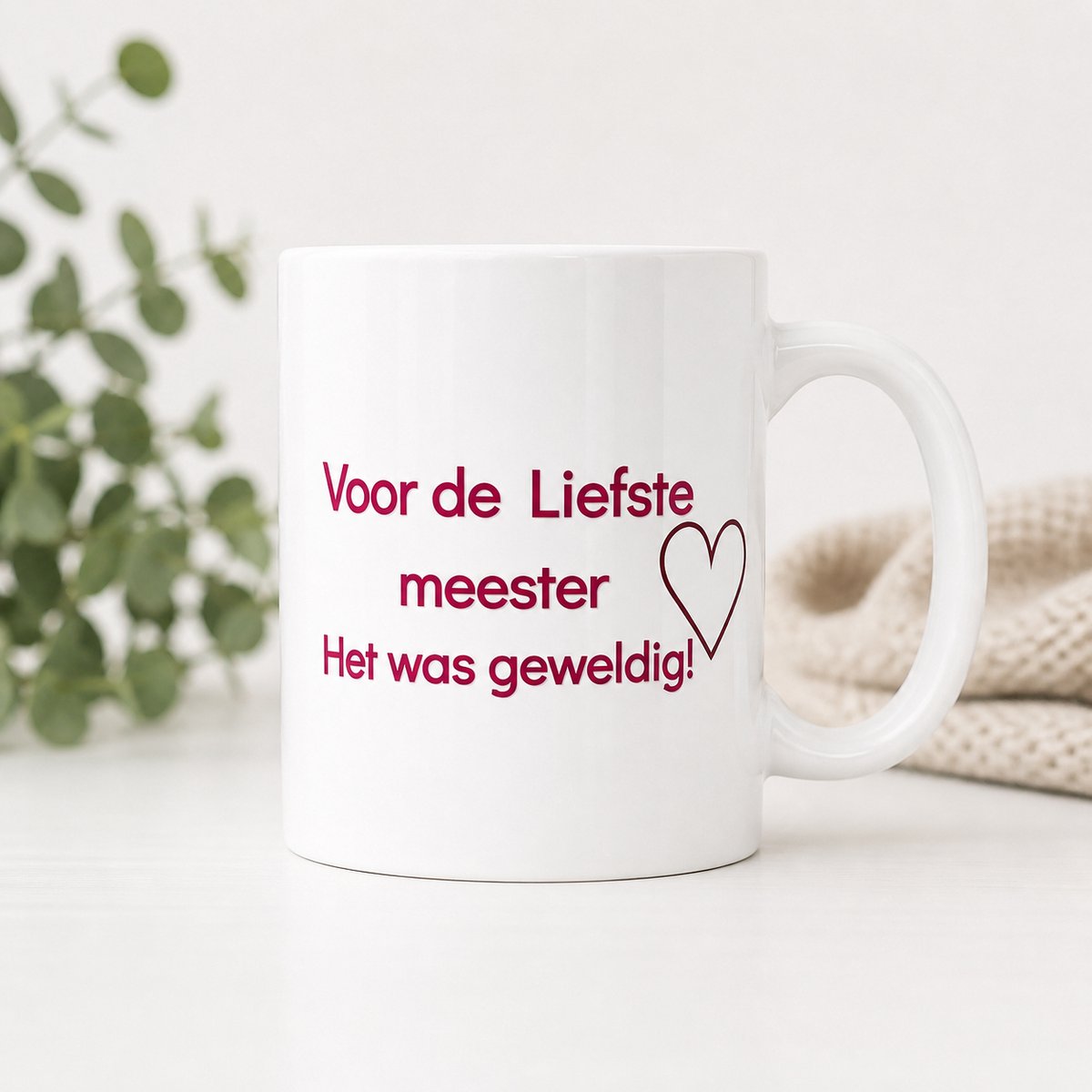 Voor De Liefste Meester Mok – Bedankt Meester Cadeau – Keramische Koffiemok 325ml – Cadeau voor Leerkracht – Vaatwasserbestendig