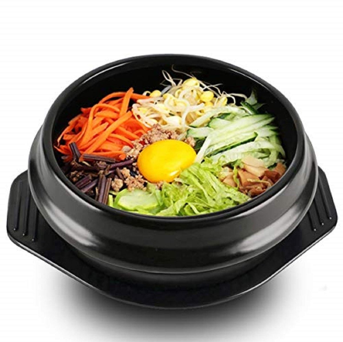 Koreaanse stenen pot - dolsot - zwart - keramiek - 14x7,5 cm