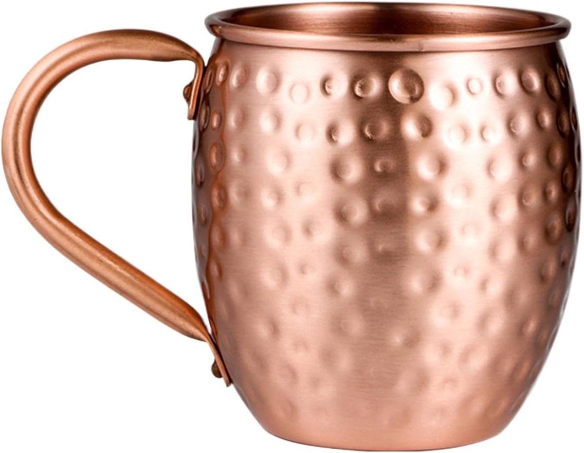 Koperen Mokken - Drinkglazen Set - Dranken Serveren - Handgemaakt Gehamerd - 530 ml - Koper