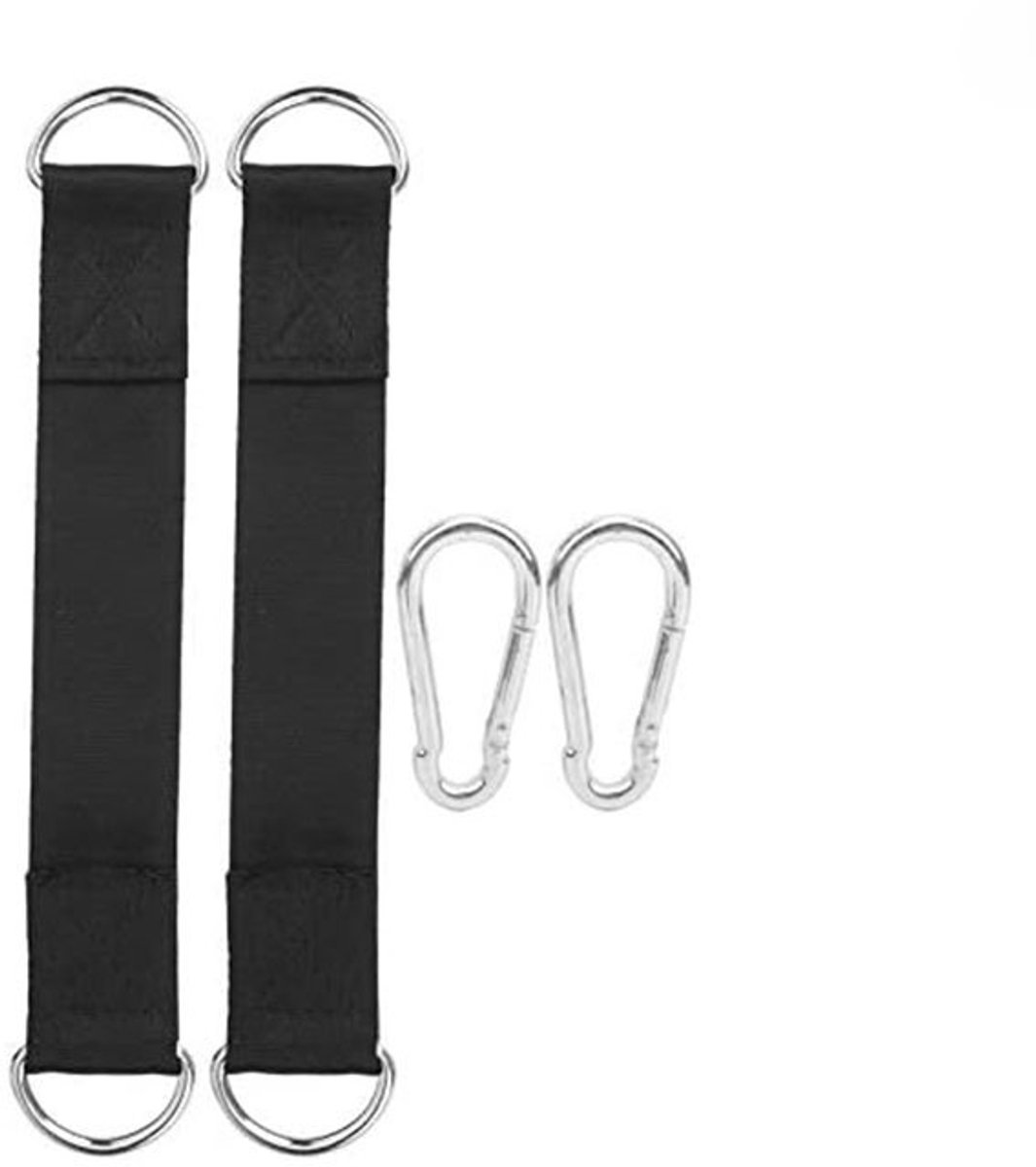 2stuks - ophangriem schommel - ophanghaken - hangmat bevestiging - hangmat ophangsysteem - hangmat ophangset - hangmat bevestiging - hangmat bevestigingsset - hangmat bevestiging boom - 50 cm - zwart - Voor Hangmat, Hangstoel / Schommel