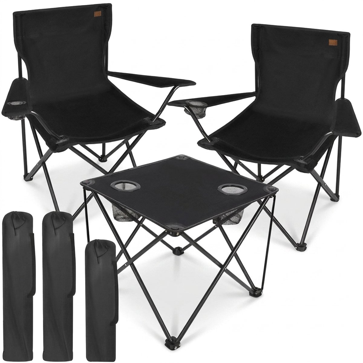 Campingstoel Set met Tafel - Opvouwbare Vouwstoel - 2 Stoelen - Strandstoel - Visstoel - Inclusief Draagtas