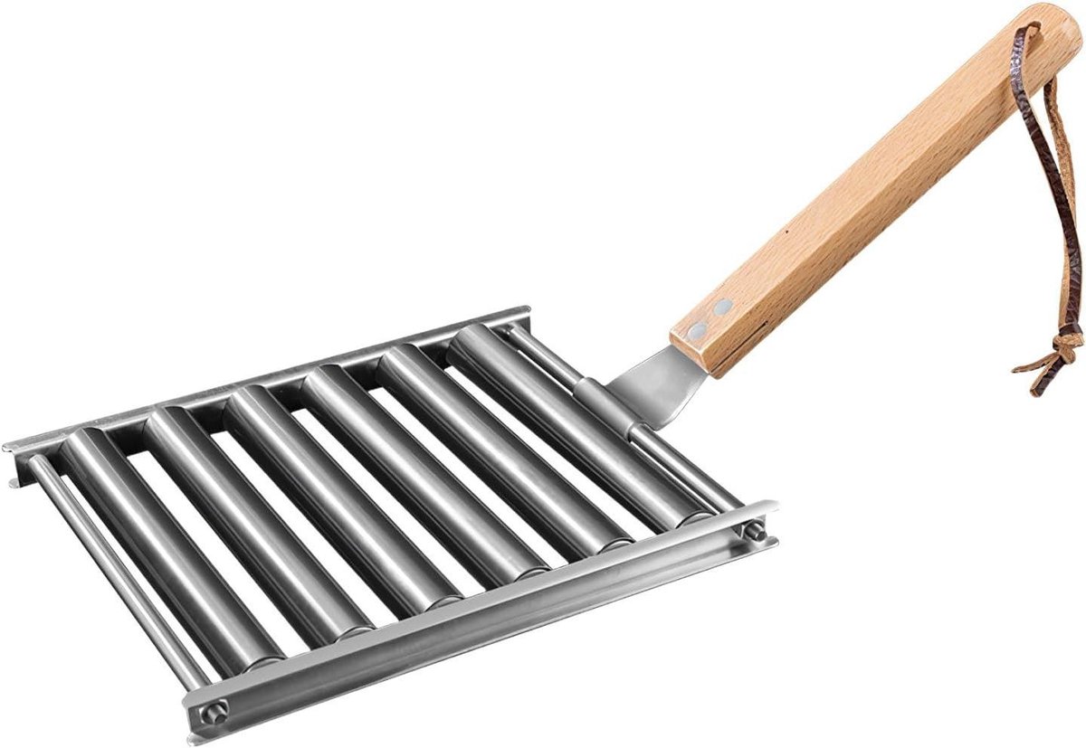 Worst Grill Roller - Barbecue Accessoire - Buiten Koken - Roestvrij Staal - 16.5 cm - Zilver