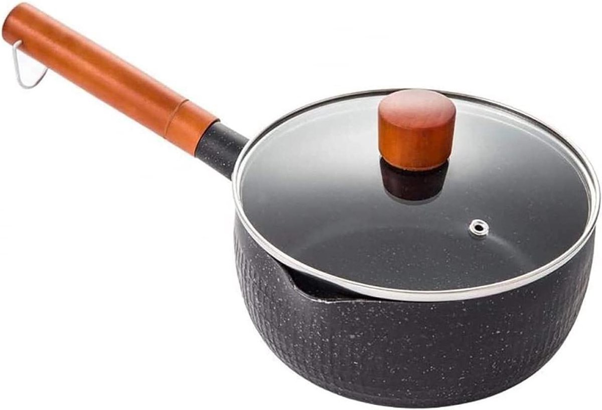 Melkpan - Steelpan - Melk Verwarmen - Antiaanbaklaag - 18 cm - Zwart