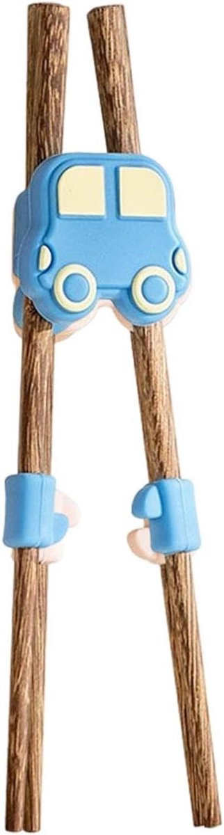 Eetstokjes voor Kinderen - Oefen Stokjes - Eten Leren - Schattig Auto Ontwerp - 4x18.1cm - Blauw