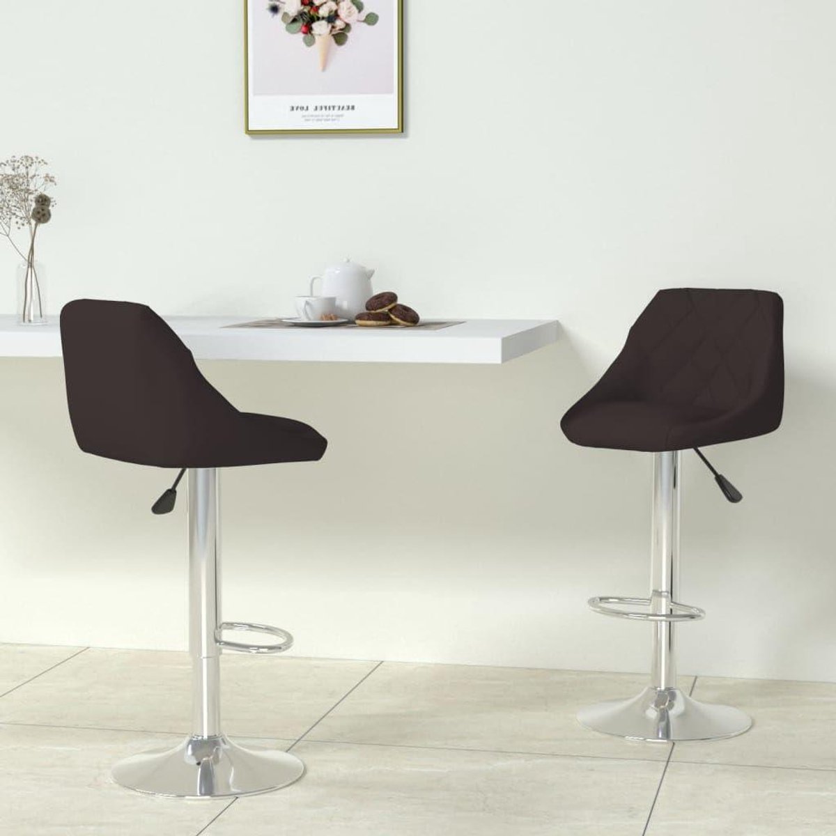 Barkruk Set - Barstoelen - Zitten aan bar - In hoogte verstelbaar - 2 stuks - Zwart