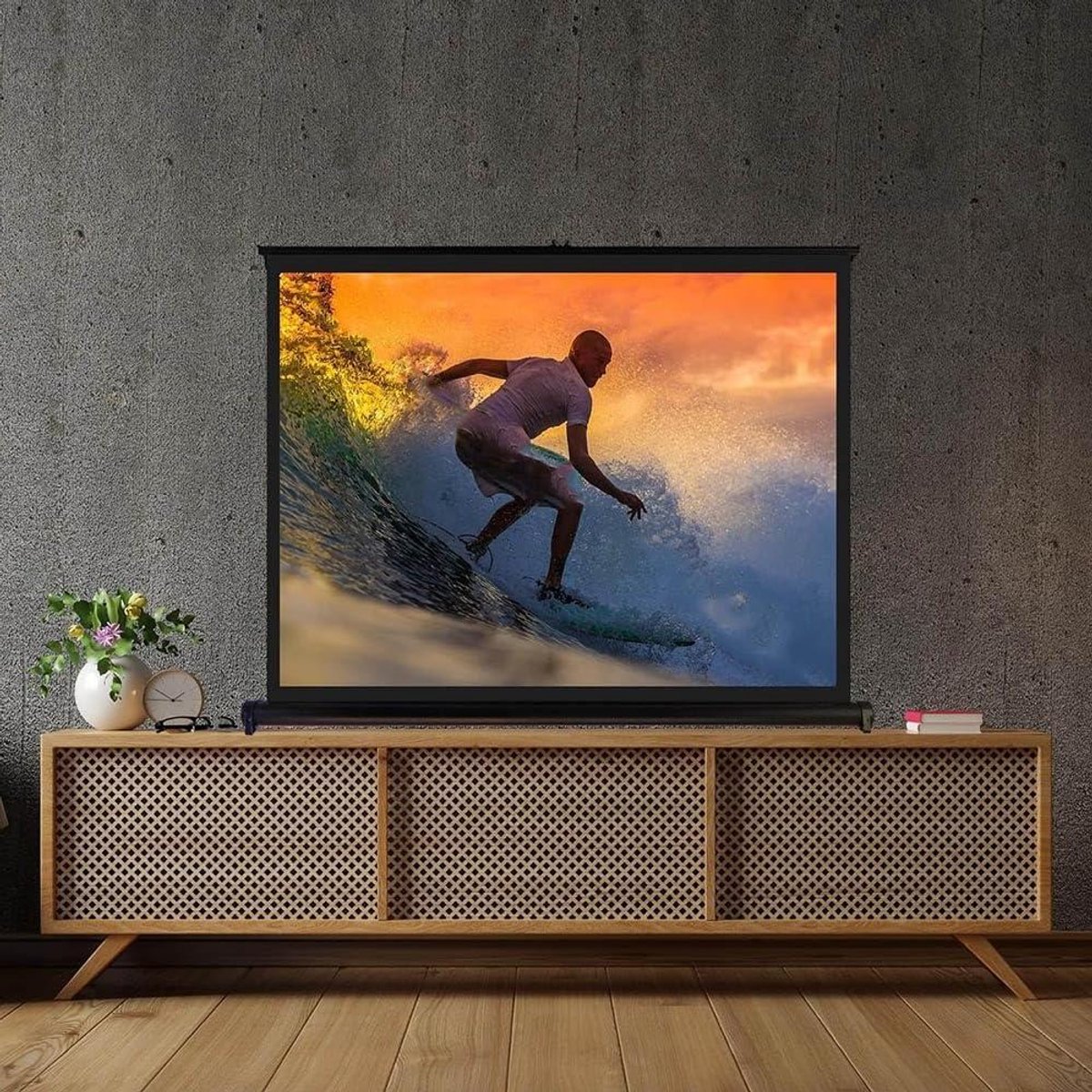 Projectiescherm Optrekbaar - Beamer Scherm - Thuisbioscoop Presentatie - Handmatig Neerlaten - Tot 50 inch - Wit