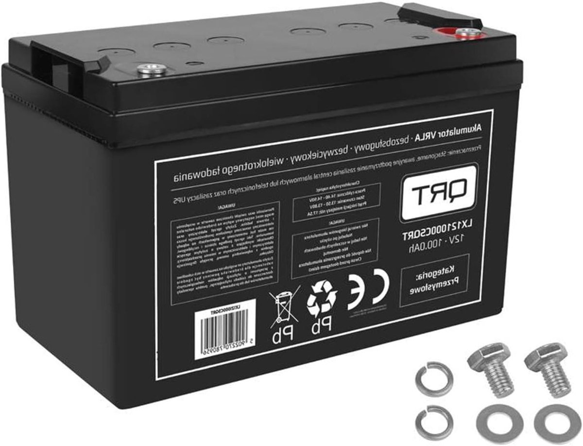 Gel-batterij - Oplaadbare accu - Elektrisch gereedschap - Onderhoudsvrij - 100 Ah - Zwart