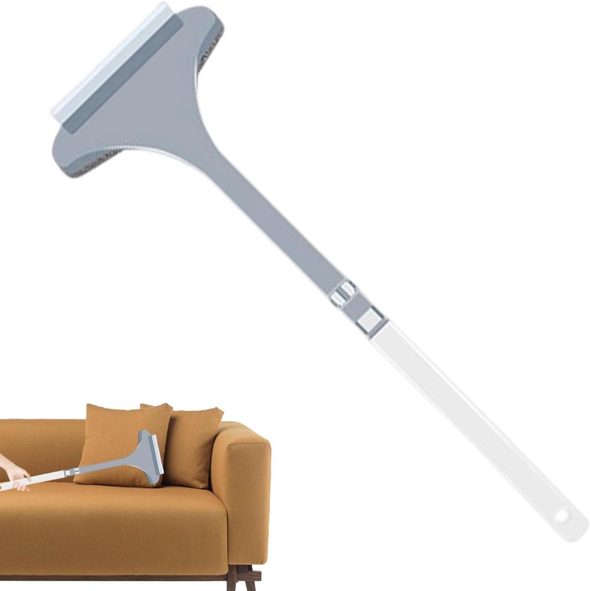 Gaas Schermreiniger - Dubbelzijdig Gereedschap - Efficiënt Schoonmaken - Afneembare Handgreep - 45 cm Lengte - Grijs
