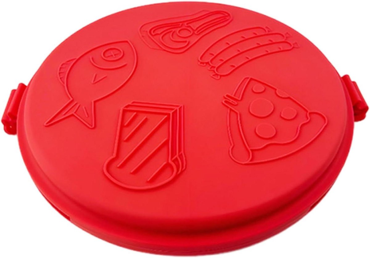 Magnetron Grillpan - Pizzaplaat - Snel Koken - Geurloos Verwarmen - 25 cm Breed - Rood